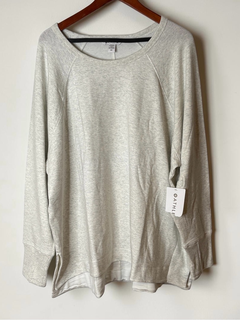NWT ATHLETA Coaster Luxe Relaunch Sweatshirt 3X Light Gray Heather Pullover - Picture 4 of 12